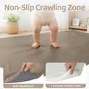 Foldable Baby Play Mats for Floor Vegan Leather 1.5 Inch Extra Thick Foam Play Mat for Kids for Playpen,Wipe-Clean Waterproof, Travel with Storage Bag, Crawling Mats for Toddlers&Infants, Brown