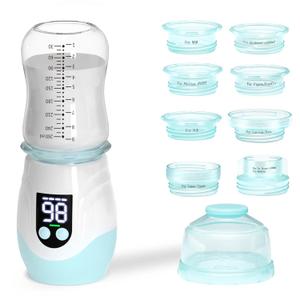 Portable Bottle Warmer for Travel, Cordless Baby Bottle Warmer, Rechargeable Bottle Warmer with 8 Adapters, 1 Milk Powder Container, Compatible with Most Bottle, Fast Heating, Blue