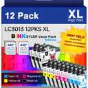 LC3013 BK/C/M/Y Ink Cartridges, High Yield Compatible for Brother LC-3013 LC3013XL LC3011 Work for MFC-J491DW MFC-J497DW MFC-J487DW MFC-J690DW MFC-J895DW Printer (3BK/3C/3M/3Y) 12 Pack