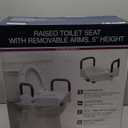 Drive Medical 2-in-1 Raised Toilet Seat with Removable Padded Arms - Elevated Bathroom Safety Support - Secure Locking Attachment - Easy Height Assistance - Durable Plastic Construction (White)