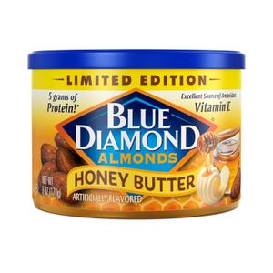 2 x Blue Diamond Almonds, Snack Nut Flavored Honey Butter perfect for on-the-go and snacking, 6 Ounce Can (Pack of 1)