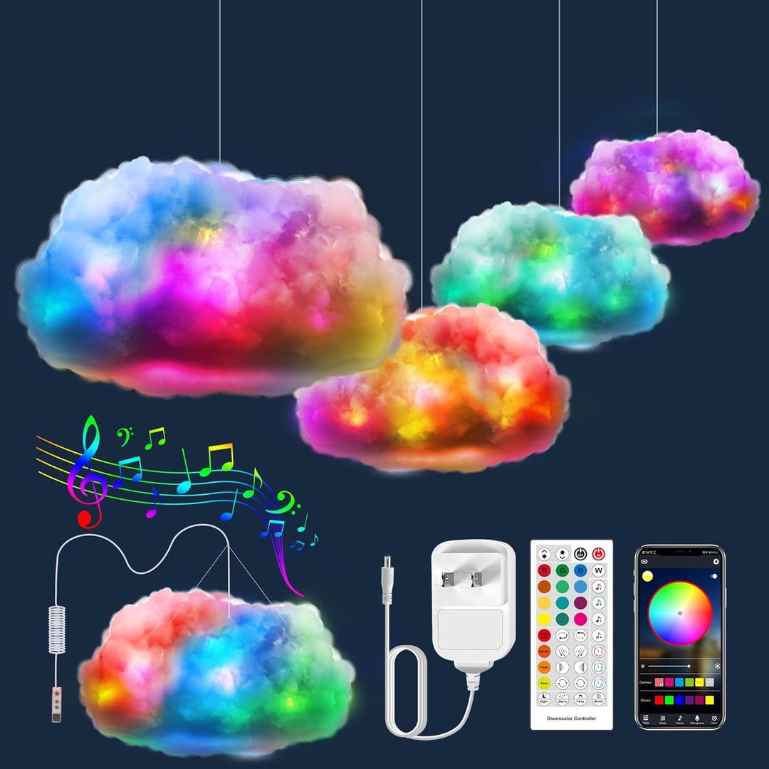 ViLSOM LED Cloud Light, RGB Cloud Lamp with IC Remote Control and APP Control Cool Lights Sync Music Color Changing Led Lights for Bedroom Ceiling Adults and Kids Modern Home & Room Decor (1pcs)