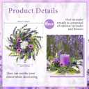 6 Pcs Mini Lavender Candle Rings Wreaths Purple Daisy Pillar Holder Small Wreath Artificial Wild Flower Spring Summer Floral Wreath for Farmhouse Porch Front Door Cabinets Table Decoration
