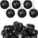 BBTO 24 Pieces Mini Christmas Disco Balls 70s Party Decor Christmas Tree Decoration Hanging Reflective Mirror Disco Ball Decoration for Birthday Party Decor(1.18 Inch,Black)