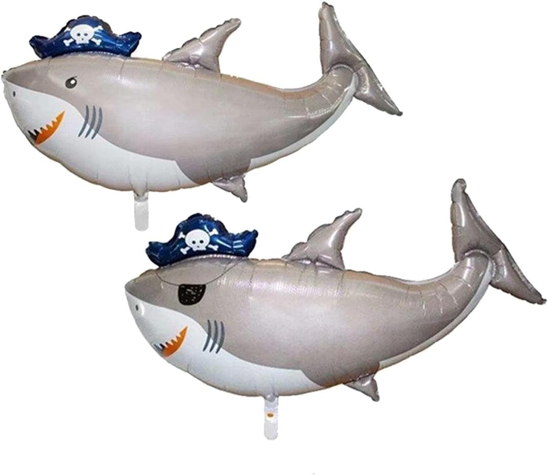 2pcs Shark Balloons Large Aluminum Foil Shark Balloon Pirate Theme Ocean Theme Birthday Party Decorations Baby Shower