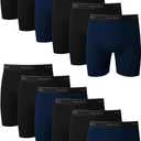 Hanes Men's Underwear Boxer Briefs Pack, Cool & Breathable Cotton Moisture-Wicking Underwear for Men, No Ride Up (Navy/Black - 12 Pack)