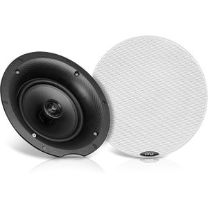 Pyle Pair 8.0 Bluetooth Universal Flush Mount In-wall In-ceiling 2-Way Speaker System Dual Polypropylene Cone & Polymer Tweeter Stereo Sound 400 Watts (PDICBT87) , Black