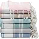 Cotton Turkish Beach Towel with Towels Oversized 36"x72" Pool Absorbent Extra Large Quick Dry Sand Travel Towel (Mix, 6 Pack)