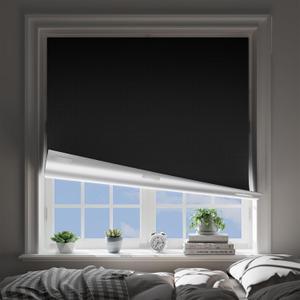 Blackout Curtains for Bedroom (27"x60"), Portable Window Blinds with Upgraded Hook & Loop Strips, No Drill 100% Black Out Shades & Window Curtains for Bedroom, Baby Nursery, Travel Use Black