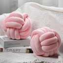 Namalu 2 Pieces Knot Ball Pillows Round Plush Aesthetic Cushion Pillows Soft Stress Relieving Cute Decorative Knotted Pillows for Kids Bed Sofa Bedroom Decor (Light Pink, 7.87 Inches)