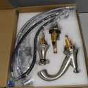 Vintage Widespread Bathroom Faucet, Brushed Nickel 3-Hole Sink Faucet with Drain Assembly, Solid Brass, Drip-Free Ceramic Cartridge, Adjustable 8-16 Inch Installation