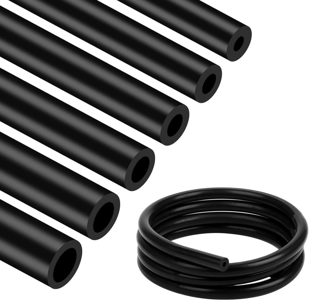6PCS Silicone Vacuum Tubing Hose Kit, Black Vacuum Hose ID 1/8" 5/32" 3/16" 1/4" 5/16" 3/8", Automotive Vacuum Silicone Hose Line