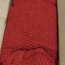 WBHome Christmas Tree Skirt, 52 inch Cable Knit Knitted Thick Rustic Holiday Decoration, Christmas Red