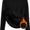 ZESICA Women's Fleece Sherpa Lined Sweater Winter Thermal Shirts Long Sleeve Mock Neck Slim Fitted Pullover Tops (Large, Black)