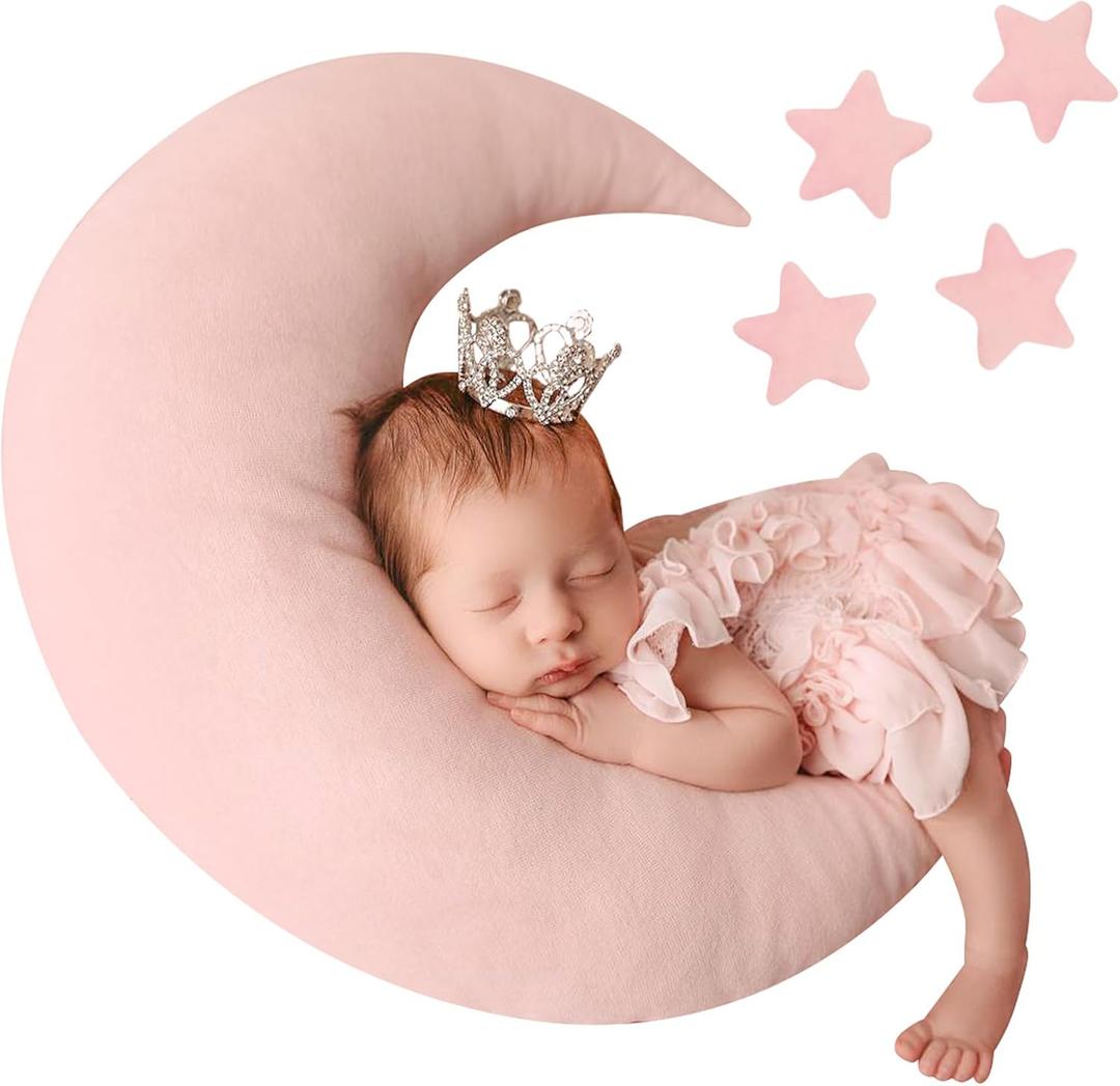 IGMaryBox Baby Moon Star Pillow Newborn Posing Pillow Newborn Photography Prop Infant Photography Posing Pillows (Pink)