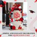 Sureio 48 Pcs Graduation Cake Toppers Class of 2026 Congrats Grad Cake Decor Graduation Cap Diploma Artificial Flower Card Ball Palm Leaves Firework Stick Kit for Theme Party Supplies(Red, White)