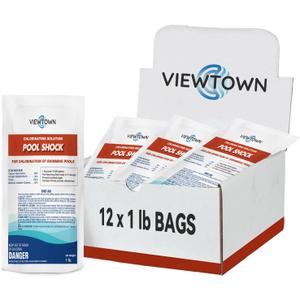 12LBs Pool Shock 68% Calcium Hypochlorite-Chlorine Granular Sanitizer-Kills Bacteria, Algae & Microorganisms-for Inground Pools, Above Ground Pools, Hot Tubs & Spas-1 lb Bag (12-Pack)