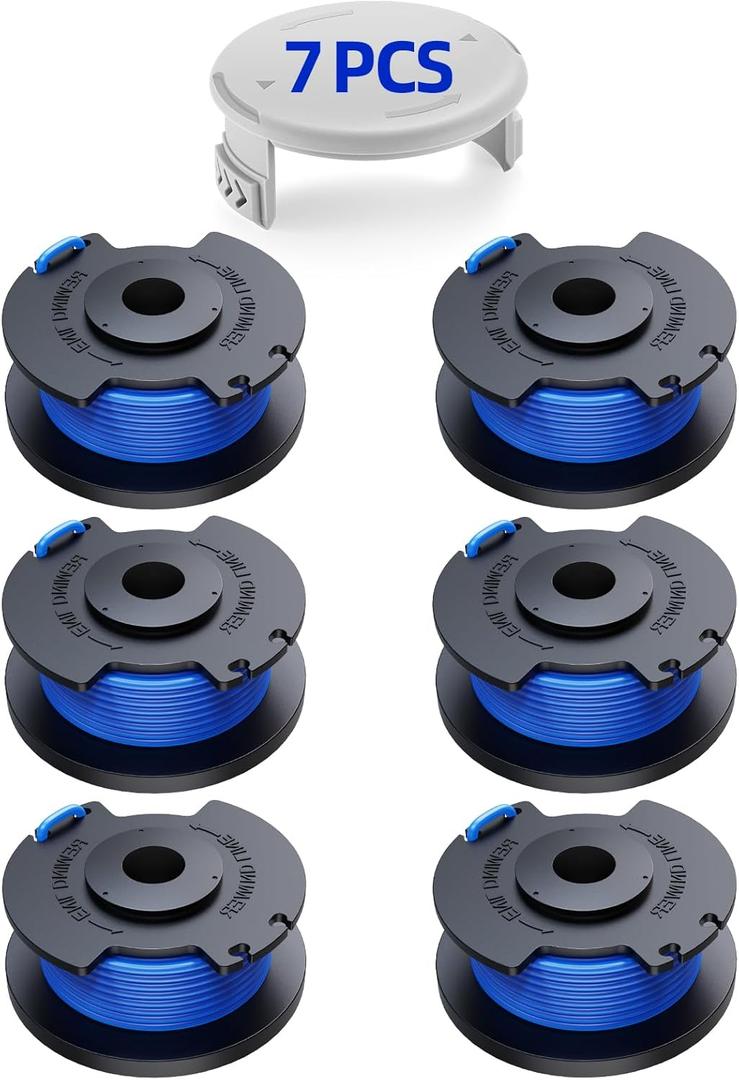 YWTESCH 7 Packs Weed Wacker String Replacement for Ryobi One+ AC14RL3A,0.065-Inch String Trimmer Refill Compatible with Ryobi 18v, 24v, and 40v Trimmer6 Trimmer Line,1 Trimmer Cap