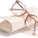 FONHCOO Blue Light Blocking Glasses Women Men Computer Eyeglasses,TR90 Fashion Round Transparent Anti Blue Light Glasses with Anti Eyestrain & UV Glare for Gaming & Reading (Shiny Champagne)