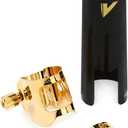 Vandoren LC080P Optimum Ligature and Plastic Cap for Metal Tenor Saxophone Gilded with 3 Interchangeable Pressure Plates, Black