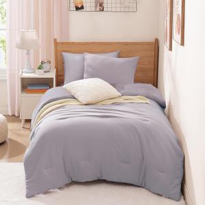 WRENSONGE Twin Comforter Set- 5 Pieces Lilac Twin Bed in a Bag, All Season Twin XL Bedding Sets with 1 Fitted Sheet, 1 Flat Sheet, 1 Pillow Sham and 1 Pillowcase