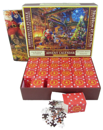 The Jigsaw Puzzle Advent Calendar Christmas Old Man Festive Fireplace 24 Parts