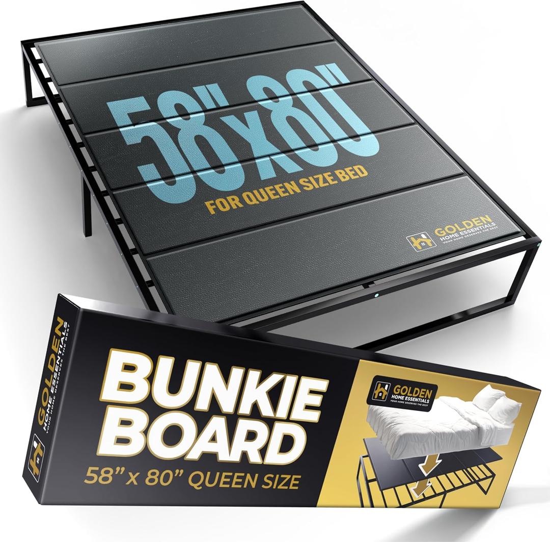 58in x 80in Heavy Duty Bunkie Board for Queen Size Bed, Extra Sturdy Bed Board for Frame - Low Profile Under Mattress Support Board to Stop Sagging Mattress, Black 