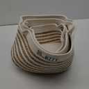 Two's Company Inc Women's Spiral Duo Set of 3 Hand-Woven Basket, Natural/White, One Size