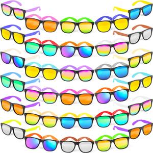 32 Pack Sunglasses Bulk with UV Protection, 16 colors Neon 80s Retro Plastic Sun Glasses Toy, Summer Pool Party Favors, Beach Party Supplies, Gift for Birthday Goody Bag Filler School Classroom Prizes