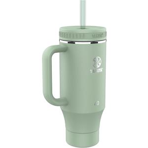 Takeya 40 oz Stainless Steel Tumbler with Lid and Two Straws, Premium Quality, Double Wall Insulated, Wiith Handle, Keep Drinks Cold for Up to 24 Hours, Matcha