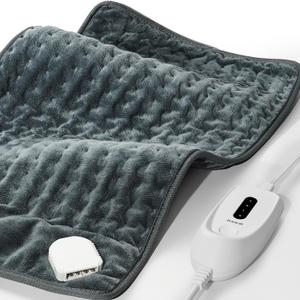 Heating Pad for Back Pain and Period Cramps, FSA HSA Eligible, 12"x 24" Large Electric Heating Pad for Cramps, Muscle Aches, Arthritis, Shoulder, 2H Auto Shut Off, Machine Washable, Moist and Dry (Gray)