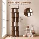 Kryonix 6 Tier Solid Wood Rotating Bookshelf on Wheels, Spinning Bookcase | Tall Space-Saving 360 Revolving Bookshelf Tower, Corner Round Turning Book Shelf Organizer For Small Spaces, Sturdy & Stable