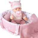 Enjoyin 12'' Baby Doll Playset with Washable Doll Accessories Includes Carrier Bassinet Bed, Pacifier, Blanket, and Pillow, First Baby Dolls for Toddlers 36 Months and Up