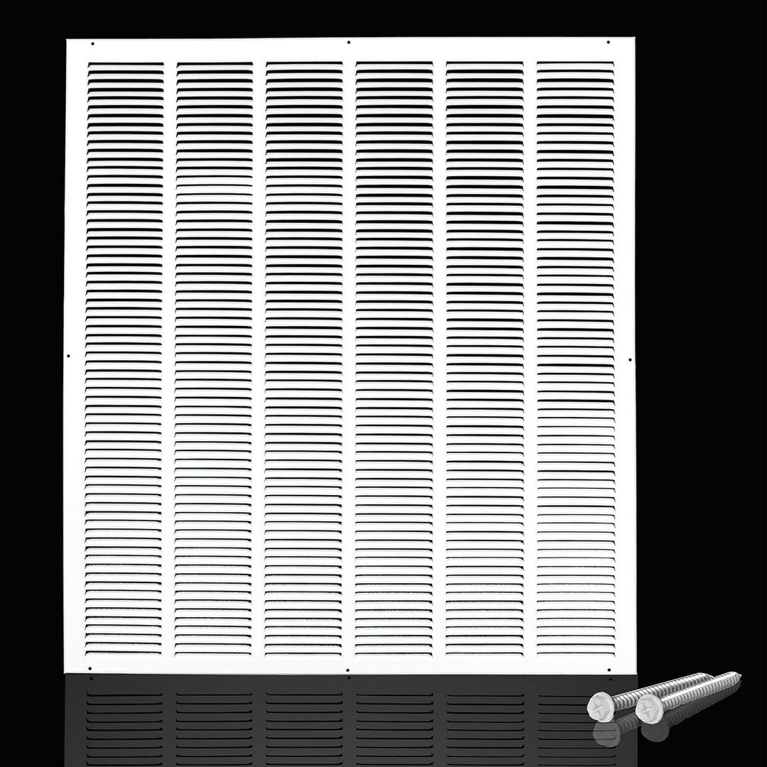 Engera Return Air Grille - Sidewall and Ceiling - HVAC Vent Duct Cover Diffuser - White 30" x 34" [Outer Dims: 31.75w X 35.75"h]