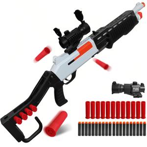 Bugrtey Shell Ejecting Toy Shotgun Toys with 20 Soft Bullets 12 Shells 1 Scope Two Modes Toy Shotgun Outdoor Games Gifts for Christmas Halloween Birthday