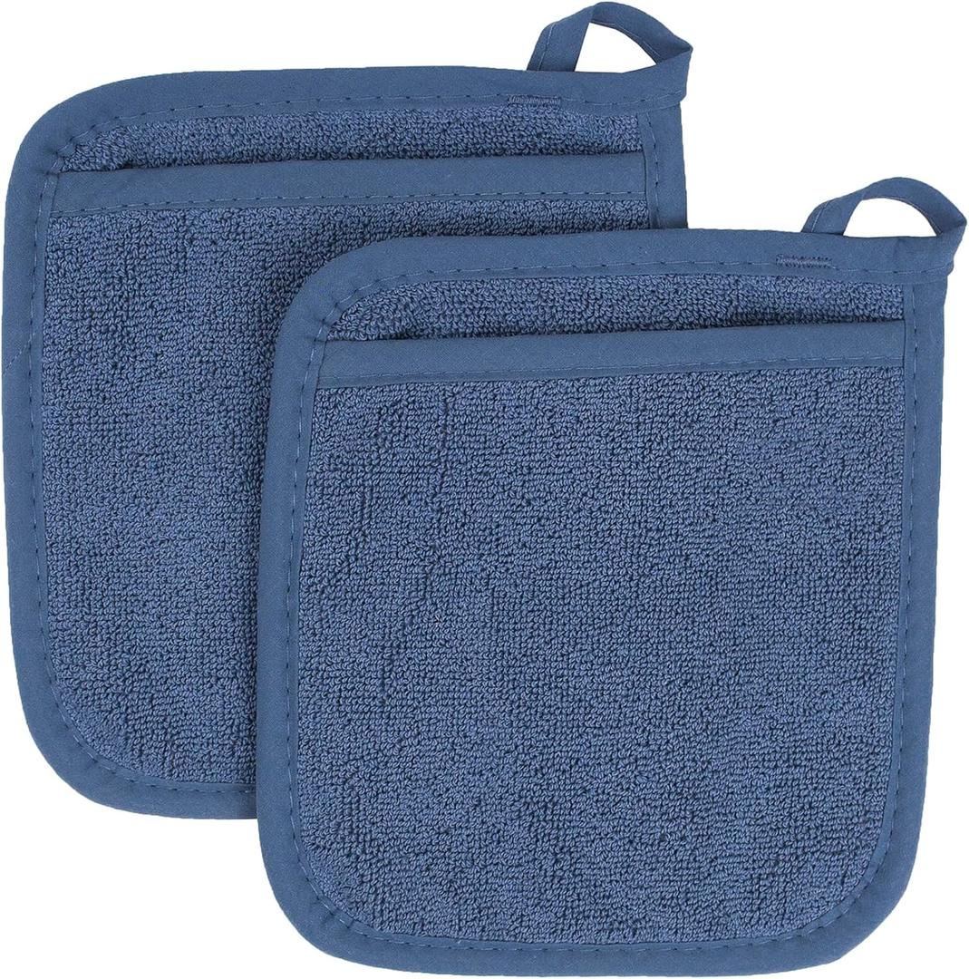RITZ Terry Pocket Mitt & Hot Pad: Unparalleled Heat Resistant, Durable 100% Cotton  Ergonomically Designed for Optimal Grip  Easy-Care Machine Washable  2-Pack, Federal Blue
