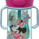 The First Years Disney Minnie Mouse Pop Up Toddler Straw Cup - Dishwasher Safe Toddler Water Bottle with Spout - Transition Sippy Cups for Toddlers - 14 Oz - Ages 12 Months and Up