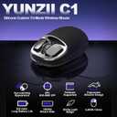 YUNZll C1 Silicone Wireless Mouse, Tri-Mode 2.4G/USB-C/Bluetooth Mouse, 4800 DPl Optical Tracking, 6 Adjustment Levels,Customize Mice for Laptop, Computer, iPad, MacBook (Black Silver)