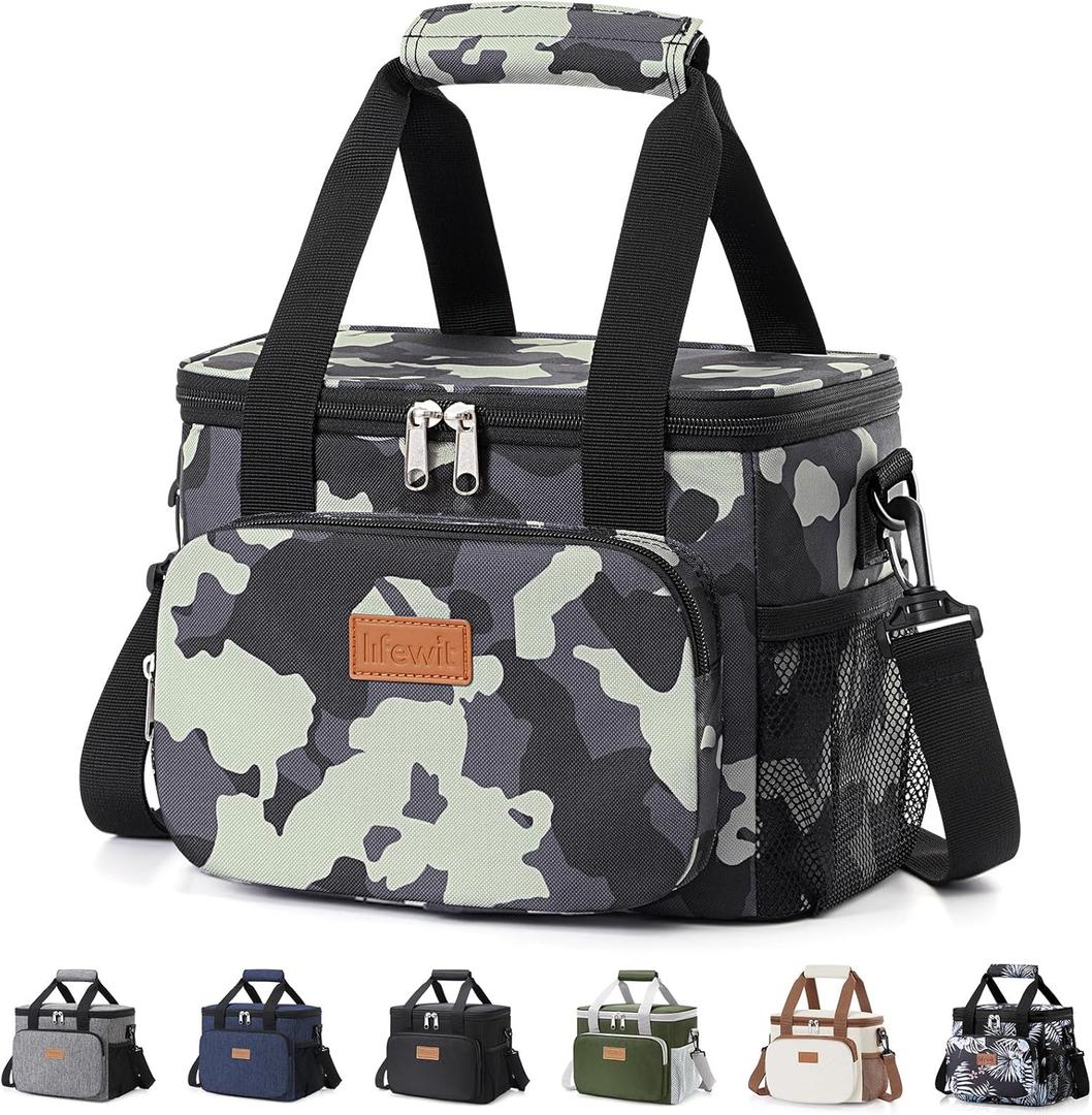 Lifewit Medium Lunch Bag Insulated Lunch Box Soft Cooler Cooling Tote for Adult Men Women, Camouflage 12-Can (9L)
