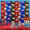 Hero Foil Fringe Curtains Backdrop Birthday Party Decorations, 2 Pack 3.28 x 6.56 Ft Red Blue Black Foil Fringe Curtain Tinsel Streamer Photo Booth Props Hero Birthday Party Supplies Favors