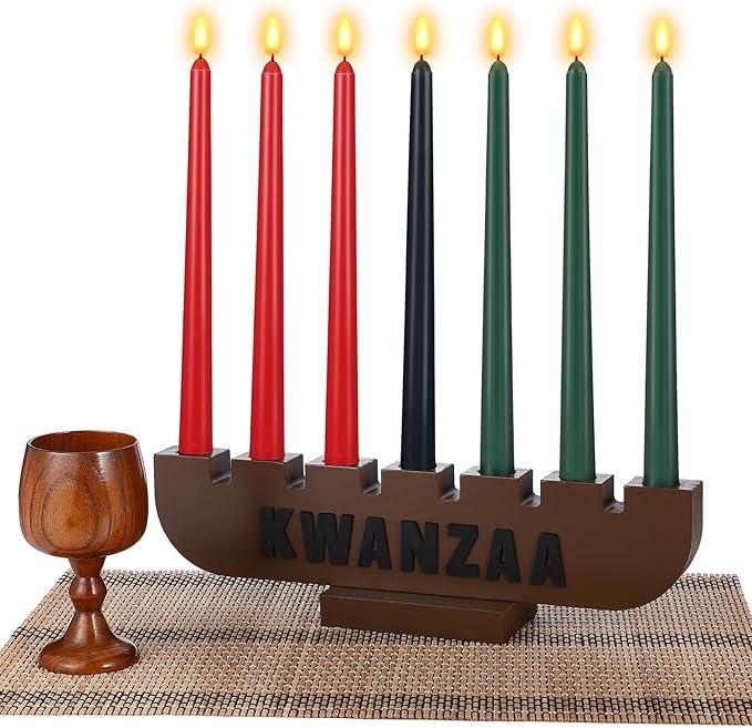 10 Pieces Kwanzaa Kinara Set Wooden Kwanzaa Candle Holder Kwanzaa Celebration Decorations