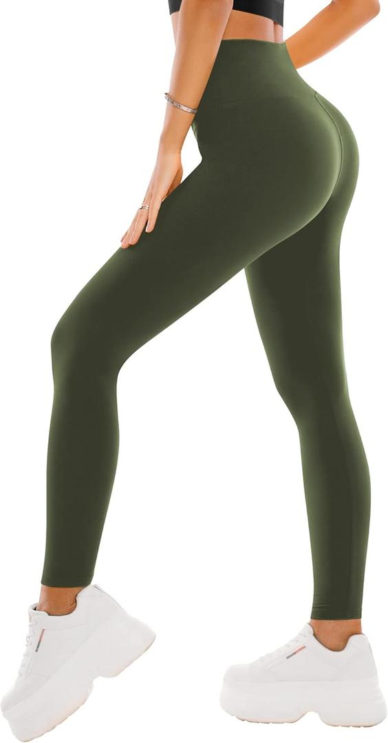 SINOPHANT High Waisted Leggings for Women - Full Length Capri Buttery Soft Yoga Pants for Workout Athletic (Large-X-Large, Armygreen)