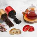 uxcell 9 Pcs Tea Tins Canister with Airtight Double Lids, 8 Fluid Oz Small Round Tin Can Box, Kitchen Canister Containers for Loose Tea Coffee Candy Spices, Red