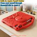 DJ&RPPQ Kids Case for iPad A16 11th Generation 2025/iPad 10th Generation 2022 with Screen Protector, Shockproof Handle Stand Cover with Pencil Holder iPad 11th/10th Generation Case for Kids, Red