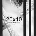 KTKDE 20x40 Picture Frame Set of 3, Poster Frame Wooden Black 40 by 20 in for Pictures and Art Prints, Exhibition, Caffe Large Frame for Photos, best gift, 20x40in - 3 Pack