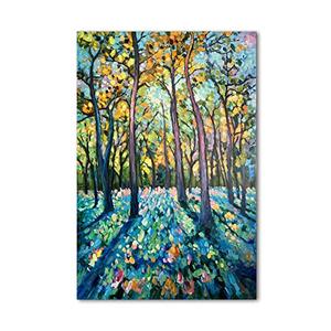 Diathou Art Hand-painted Landscape Oil Painting Contemporary Abstract Vertical Blue Texture Oil Painting Living Room Bedroom wall Decoration 48x24 inch