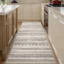 Runner Rug for Hallways Kitchen Rug 2'x 6' Washable Runner Rugs Non-Slip with Rubber Backing Soft Boho Carpet for Hallways, Laundry, Bedroom (Boho Grey 2'x 6')