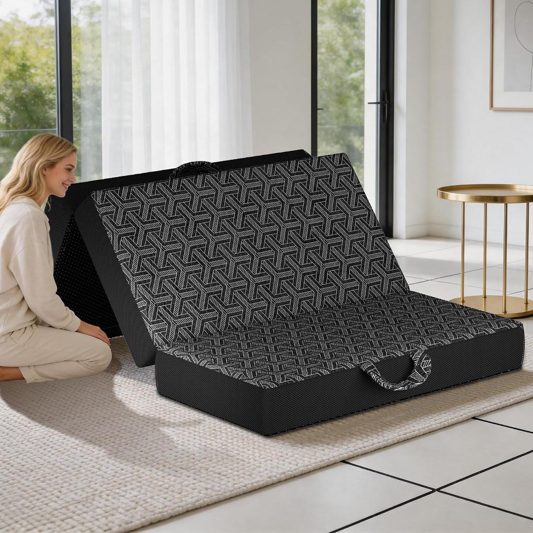Tri Folding Mattress, 6'' Queen Memory Foam Portable Floor Bed
