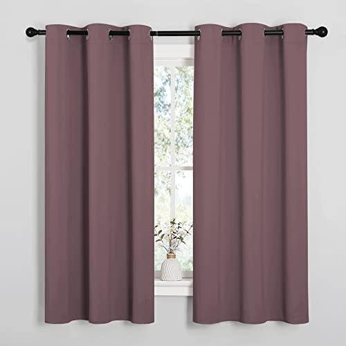 NICETOWN Dry Rose Blackout Curtains for Bedroom (1 Pair, 42 x 63 inches), Farmhouse Thermal Insulated Room Darkening Drapes for Windows