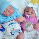 GYCV Lifelike Reborn Baby Dolls Twins Boy and Girl 20 Inch Weighted Full Body Silicone Realistic Newborn Baby Dolls Twins Real Life Baby Dolls Twin with Feeding Accessories Birthday Gifts for Kids